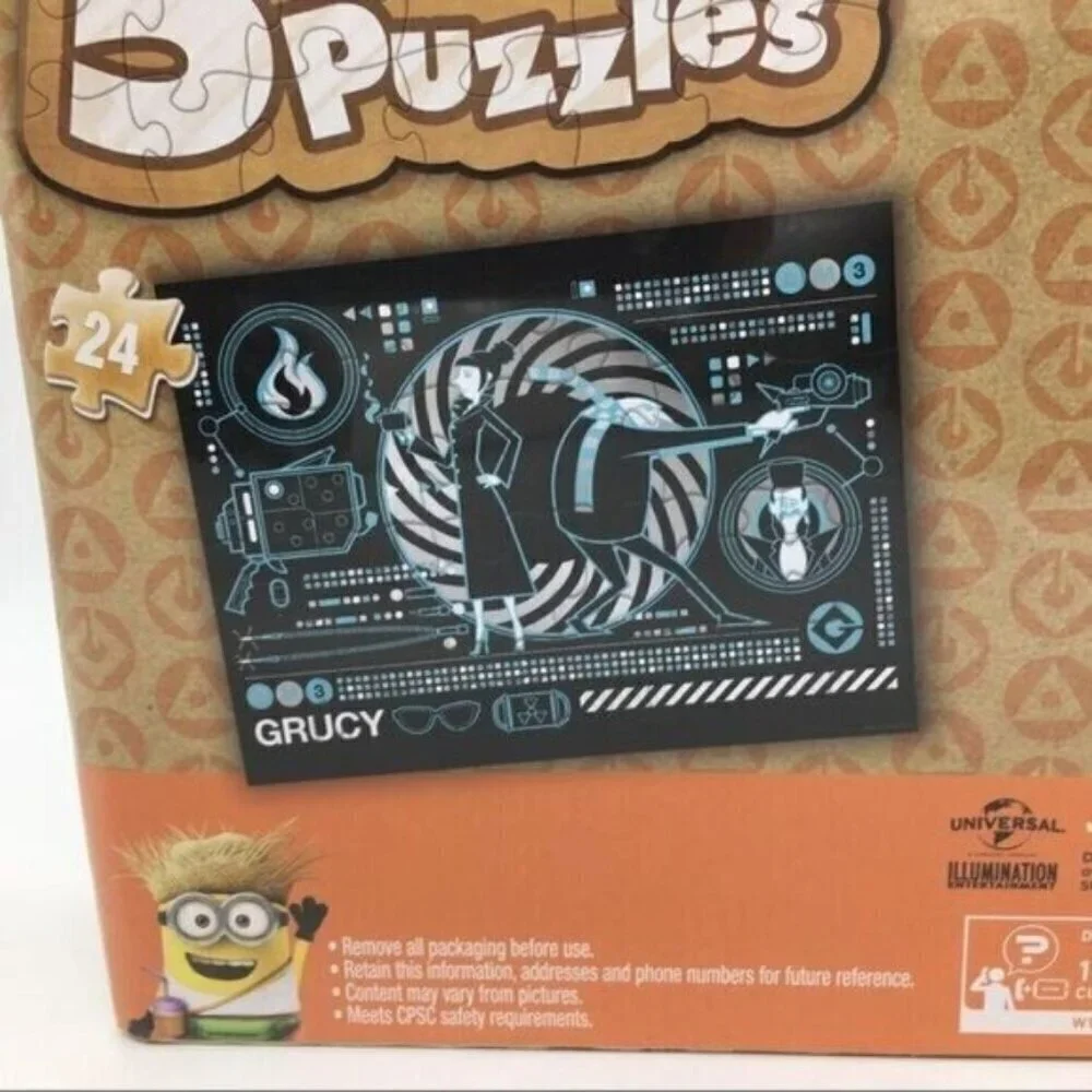 Despicable Me 3 Wooden Puzzle Set with Storage Box (5) Puzzles NEW